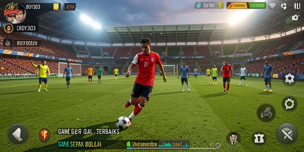 Tampilan gameplay nyata dan interaktif dari BOY303 di lapangan sepak bola.