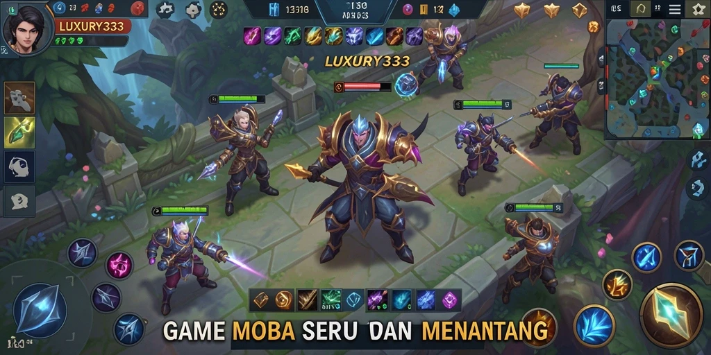 Tangkapan layar utama LUXURY333 menampilkan aksi pertarungan tim yang mendebarkan.