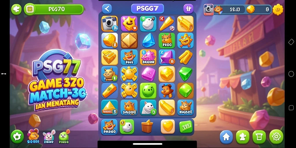Tampilan gameplay PSG77 yang penuh warna dan menantang.