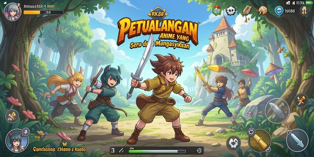 Tampilan menarik dari gameplay RK88 dengan karakter anime dinamis.